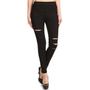 JVINI Size 1x High Waisted Stretch Ripped Skinny Distressed Pants Black EUC